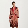 Anna-Kaci Men's Paisley Print Satin Robe with Contrast Shawl Collar and Waist Tie - 2 of 4