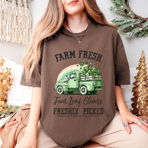 Simply Sage Market Women's Farm Fresh Green Truck Short Sleeve Garment Dyed Tee - 1 of 4