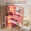 Vanity Desk with Mirror, Charging Station, Drawers, Glass Door Storage, Modern Makeup Dressing Table for Bedroom - 2 of 4