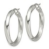 Black Bow Jewelry Stainless Steel Twisted Polished Hollow Round Hoop Earrings, 7 x 37mm - 2 of 4
