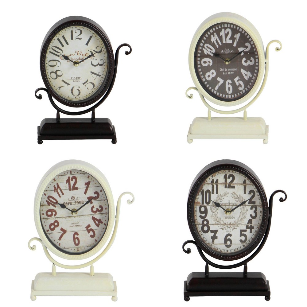 Photos - Wall Clock Set of 4 Metal Scroll Clocks Black - Olivia & May