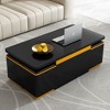 Multi-Functional Coffee Table with 4 PU Storage Stools, Lift-Top Adjustable Work & Dining Table for Living Room - 4 of 4