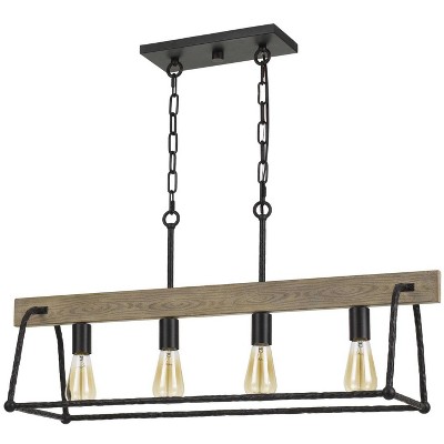 Cal Lighting Lockport Hang Forged  Metal/Wood Island Chandelier (Edison Bulbs Not included)
