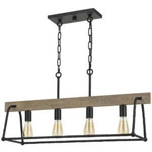 Cal Lighting Lockport Hang Forged  Metal/Wood Island Chandelier (Edison Bulbs Not included) - 1 of 3