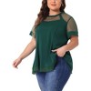 Agnes Orinda Women's Plus Size Round Neck Peplum Short Sleeve Mesh Sheer Summer Casual Blouses - 2 of 4