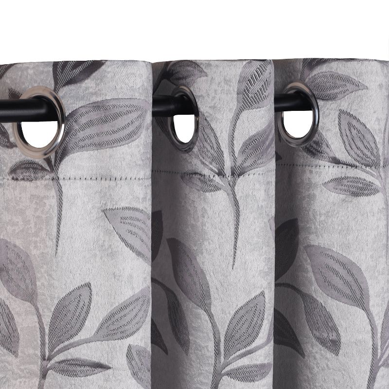 Modern Bohemian Leaves Room Darkening Semi-Blackout Curtains, Set of 2 by Blue Nile Mills, 2 of 5
