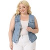 Agnes Orinda Women's Plus Size V Neck Button Down Sleeveless Utility Jean Denim Vests - 3 of 4