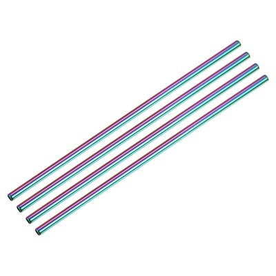 Unique Bargains Smooth Large Cocktail Coffee Juice Reusable Metal Straws 4 Pcs