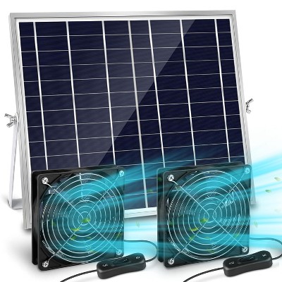 iMountek "20W Solar Powered Fan Kit for Ventilation & Cooling – 2 Waterproof 4.72" Fans for Coop, Shed, Greenhouse" Black