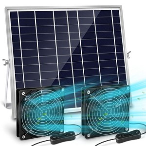 iMountek "20W Solar Powered Fan Kit for Ventilation & Cooling – 2 Waterproof 4.72" Fans for Coop, Shed, Greenhouse" Black - 1 of 4