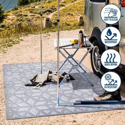 Talaia Light Gray Geometric Synthetic Indoor/Outdoor Rug