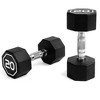 Naysaye Dumbbell Set of 2 20LBS Octagonal with Chrome Plated Contour Knurled Handle High End RPE Material for Home Gym, Silver, 12"*5"*5" - 2 of 4