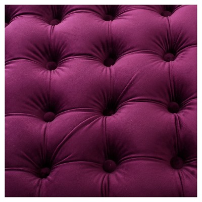 Modern Glam Fuchsia Velvet Tufted Ottoman Bench