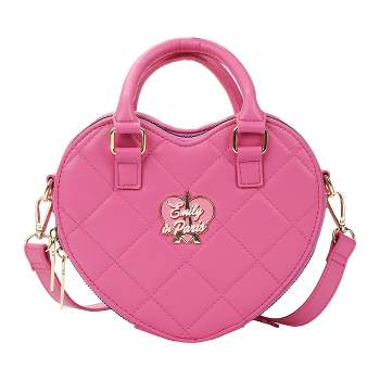 Emily In Paris Women's Pink Heart-Shaped Crossbody Handbag