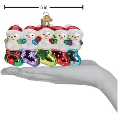 Hand-Painted Glass Snow Family of 5 Christmas Ornament