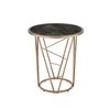 Royal Hampton End Table with Glass Top and Geometric Frame, Black and Gold - 2 of 4