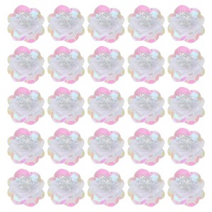 Unique Bargains Iron On Durable DIY Clothing Sequin Bead Flowers Patches 50 Pcs - 1 of 4