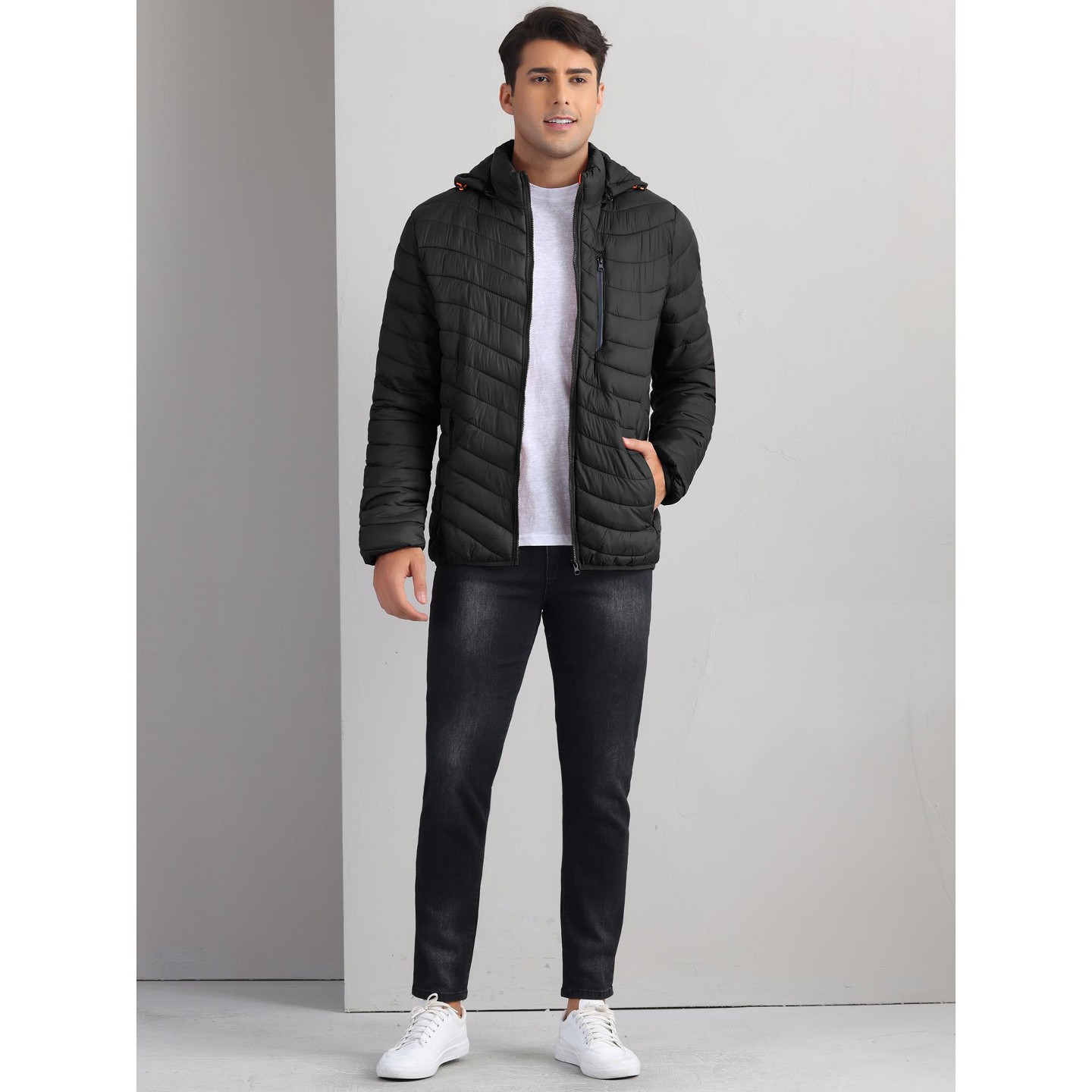 Мужская куртка Lars Amadeus Winter Zipper Padded Detachable Hooded Warm Puffer Jackets Black, цвет: Чёрный — фото 2