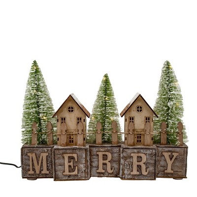 Kurt Adler 10-Inch Battery-Operated LED Merry Christmas Village Scene