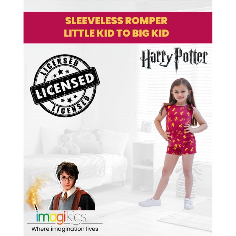 Harry Potter Gryffindor Harry Potter Girls French Terry Sleeveless Romper Little Kid to Big Kid, 5 of 8