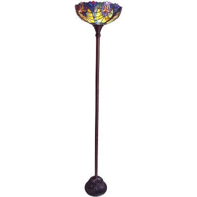Chloe Lighting Liaison Tiffany-Style 1 Light Victorian Torchiere Floor Lamp 15" Shade