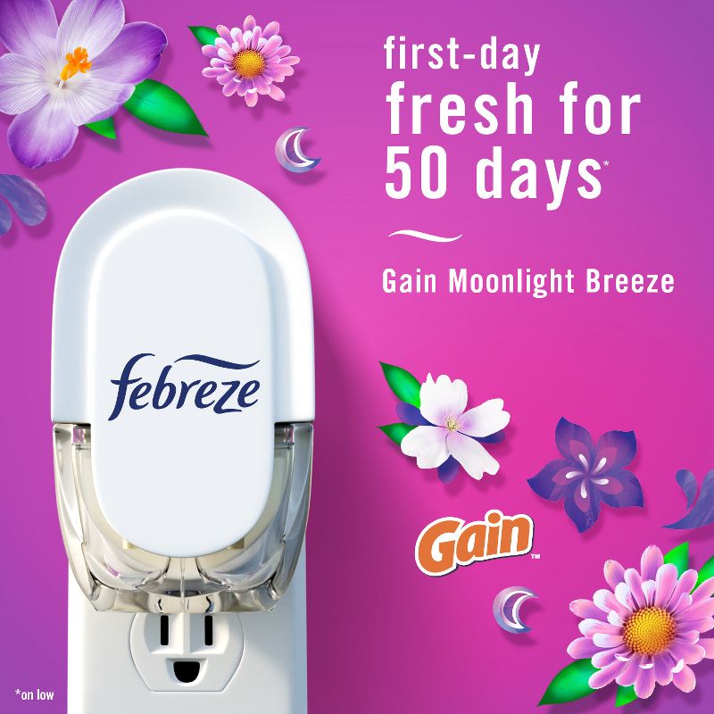 Febreze Odor-Fighting Fade Defy Plug Air Freshener Refill - Gain Moonlight Breeze - 0.87 fl oz/2pk, 4 of 15