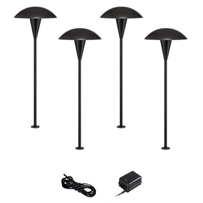 John Timberland Mushroom Black 6-Piece LED Landscape Path Light Set