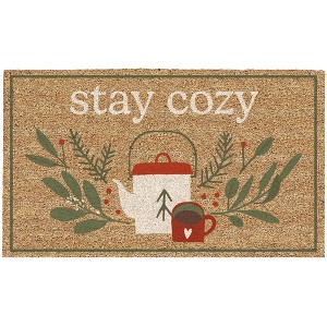 Design Imports Christmas Natural Coir Fiber Doormat, Non-Slip PVC Backing, Stay Cozy - 1 of 4