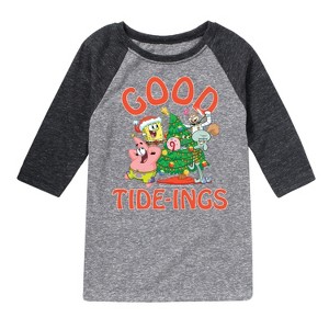 Boys' SpongeBob SquarePants Good Tide  - Athletic Heather/Heather Black - X-Large - 1 of 4