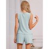 cheibear Women's Round Neck Sleeveless Soft Tank Top and Shorts Pajamas Set with Pockets - 3 of 4