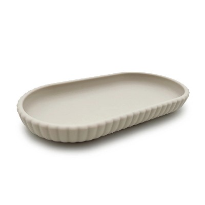 Rubberized Plastic Ribbed Accessory Tray, Beige