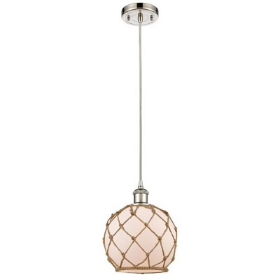 Farmhouse Rope - 1 Light Cord Hung Mini Pendant In Industrial Style-10 Inches Tall and 8 Inches Wide