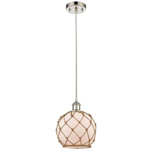 Farmhouse Rope - 1 Light Cord Hung Mini Pendant In Industrial Style-10 Inches Tall and 8 Inches Wide - 1 of 1