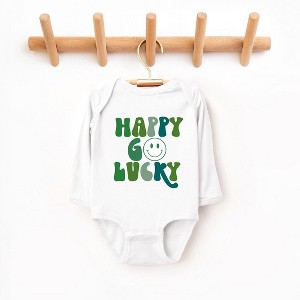 The Juniper Shop Happy Go Lucky Smiley Face Baby Long Sleeve Bodysuit - 1 of 3