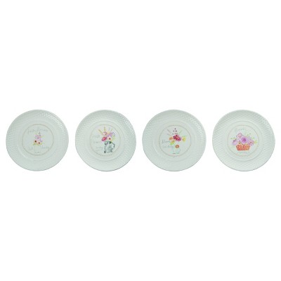 Transpac Ceramic Flower Market Plate Set of 4 Spring Home Decorations