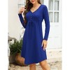 Women’s Maternity Dress Long Sleeve Casual T-Shirt Dress V Neck Button Tie Waist Drawstring Irregular Hem Tunic Shift Midi Dress - 2 of 4