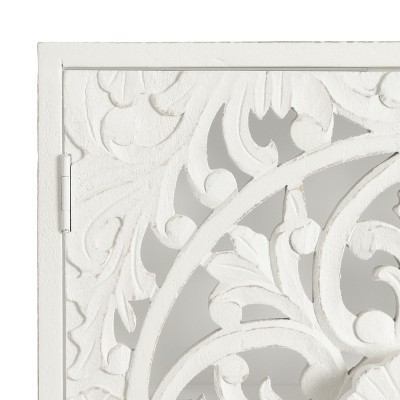 Saanvi White Hand-Carved Mango Wood Wall Cabinet