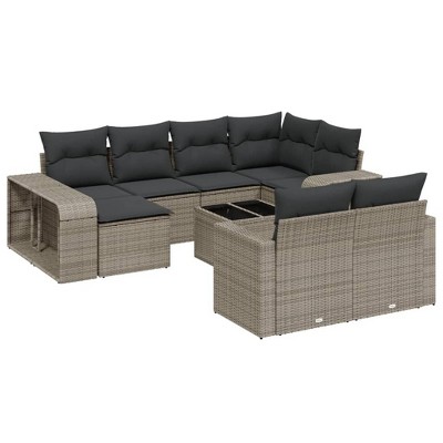 vidaXL Garden Sofa Set Black and cream