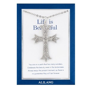 Anna-Kaci Silver Tone Crystal Rhinestone Cross Patonce Necklace with Message Card & Envelope Jewelry Gift - 1 of 4