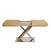 Vynxaria 47.25"-63" Retractable Dining Table, Original Wood Color, Seats 4-6, Cross Metal Base & Stainless Steel Tubing (Natural) - 2 of 4