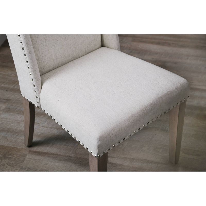 Set of 2 Marjorie Acacia Upholstered Dining Chair Cream/Gray - Abbyson Living, 6 of 8