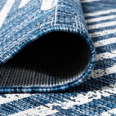 Bohemian Blue Stripe Washable Synthetic Rug - 3' x 5'