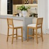 Racxily Full Solid Wood Rattan-Back Bar Stool, Matte Linen Cushion, Ideal for Rustic/Natural Style Kitchen Island, Low Bar in Dining Room, Set of 2 - 4 of 4