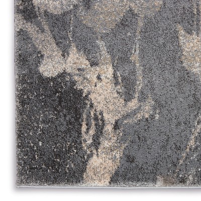 Abstract Beige and Grey Synthetic Easy-Care Area Rug 63"x8"