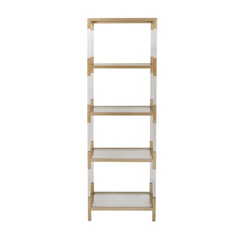 69 Metal And Acrylic Bookcase Gold, White And Gold Shelves Target