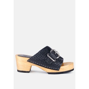 Yoruba Braided Leather Buckled Slide Clogs - 1 of 4