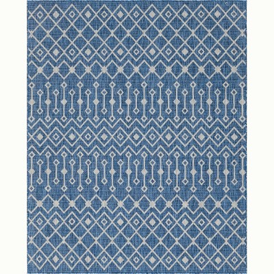 Blue Ivory Trellis 8' x 10' Synthetic Outdoor Rug