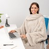 PAVILIA Fluffy Wearable Blanket with Sleeves for Women Men Adults, Fuzzy Warm Plush Snuggle Pocket Sleeved TV Throw - 4 of 4