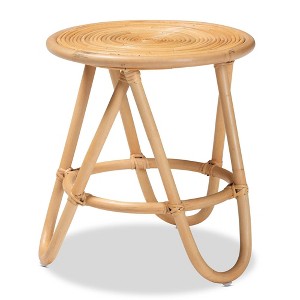 bali & pari Rinjani Rattan End Table Natural/Brown: Bohemian Style, No Assembly, Spot Clean, Irregular Shape - 1 of 4