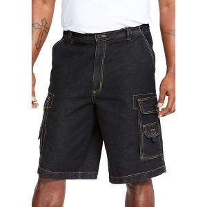 Boulder Creek by KingSize Men's Big & Tall 12" Side Elastic Denim Cargo Shorts - 1 of 4